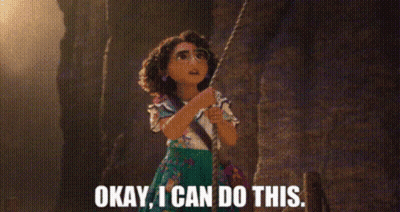 Cartoon Girl Holding Rope Saying Okay I Can Do This GIF