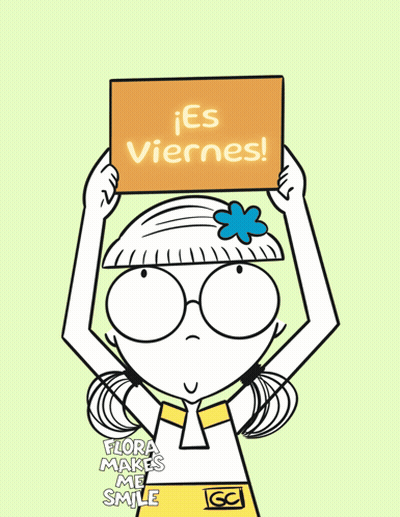 Cartoon Girl Holding Sign Es Viernes GIF