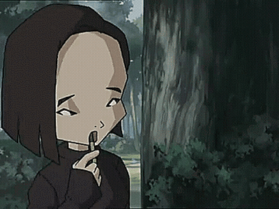 Cartoon Girl Holding Stick Saying Love Makes You Crazy GIF