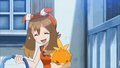 Cartoon Girl Holding Stuffed Animal GIF
