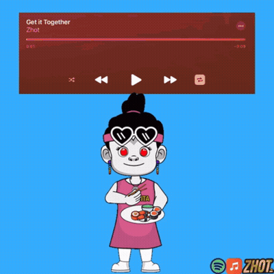 Cartoon Girl Holding Sushi Plate With Get It Together GIF