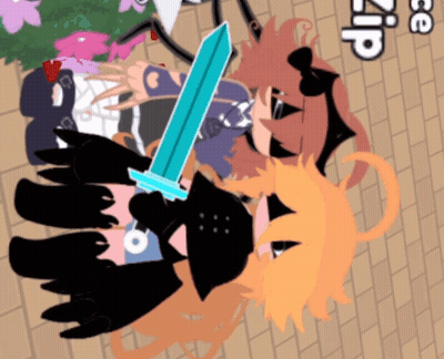 Cartoon Girl Holding Sword Saying Zip GIF