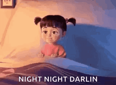 Cartoon Girl In Bed Says Night Night Darlin GIF