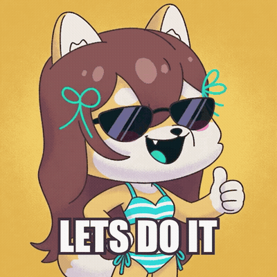 Cartoon Girl In Bikini Thumbs Up Saying Let's Do It GIF