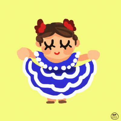 Cartoon Girl In Blue And White Dress Eyes Closed GIF