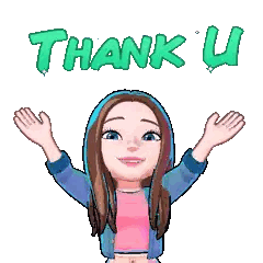 Cartoon Girl In Blue Hoodie Says Thank You Sticker