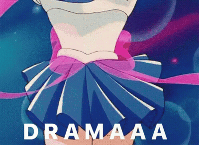 Cartoon Girl In Blue Skirt Saying Dramaaa GIF