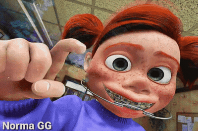 Cartoon Girl In Braces And Purple Shirt Norma Gg GIF