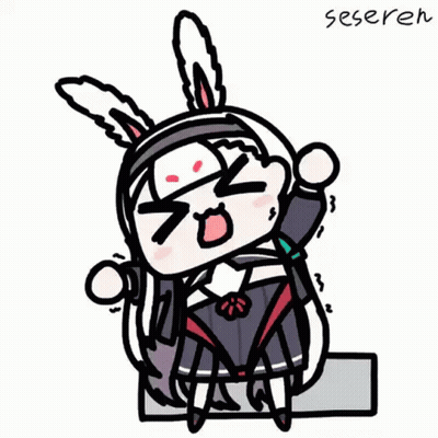 Cartoon Girl In Bunny Ears And Rabbit Hat GIF