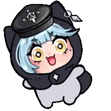 Cartoon Girl In Cat Hat Sticker