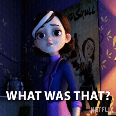Cartoon Girl In Front Of Poster Saying What Was That GIF