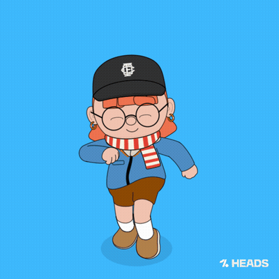 Cartoon Girl In Glasses And Hat Saying Heads GIF