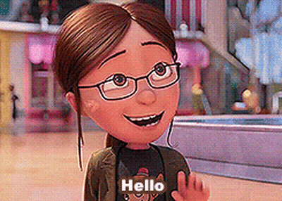 Cartoon Girl in Glasses and Hello Shirt