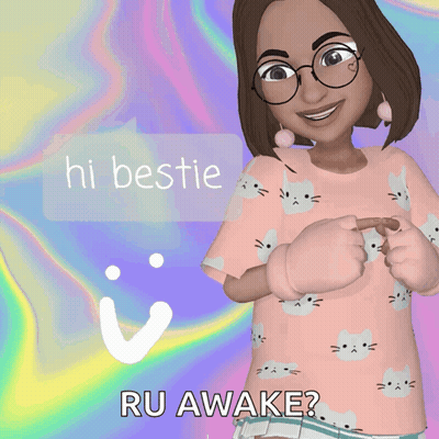 Cartoon Girl In Glasses And Pink Shirt Says Hi Bestie GIF