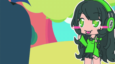 Cartoon Girl In Headphones And Green Top GIF