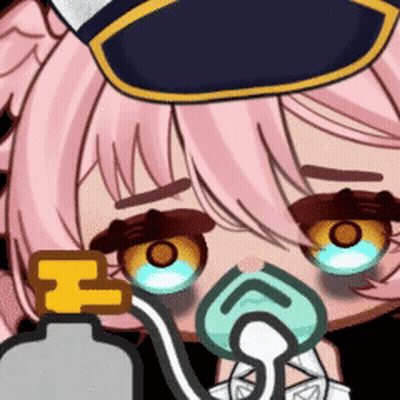 Cartoon Girl In Oxygen Mask And Hat GIF