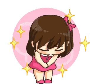 Cartoon Girl In Pink Dress Bowing Sticker