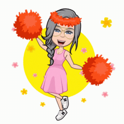 Cartoon Girl In Pink Dress Holding Pom Poms GIF