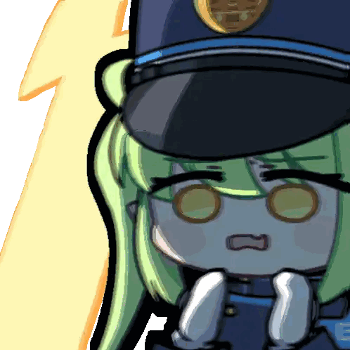 Cartoon Girl In Police Hat And Gloves Sticker