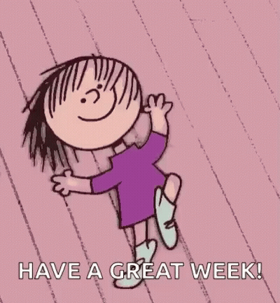 Cartoon Girl In Purple Dress Dancing Have A Great Week GIF