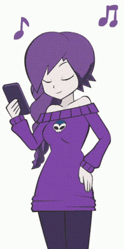 Cartoon Girl In Purple Sweater Listening To Music GIF