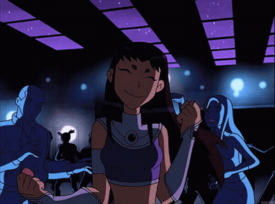 Cartoon Girl In Purple Top Dancing With Gloves GIF