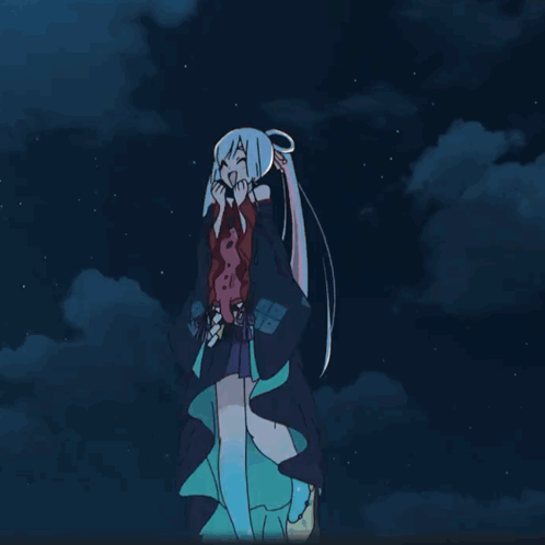 Cartoon Girl In Red And Green Dress GIF