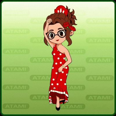 Cartoon Girl In Red And White Dress GIF