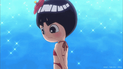 Cartoon Girl In Red Bikini With Flower In Hair GIF