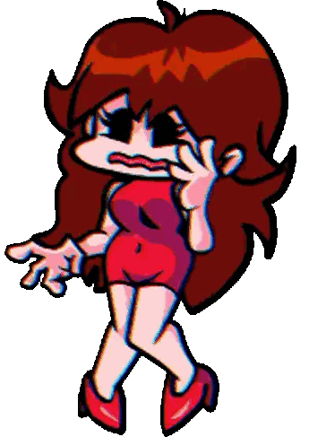 Cartoon Girl In Red Dress And Shorts Sticker