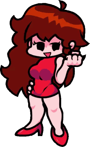 Cartoon Girl In Red Dress Giving Middle Finger Sticker