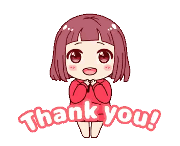 Cartoon Girl In Red Dress Saying Thank You Sticker