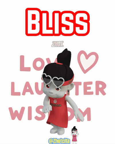 Cartoon Girl In Red Headband Saying Bliss GIF