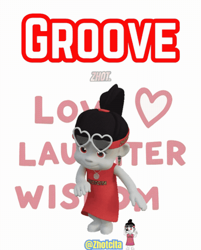 Cartoon Girl In Red Headband Saying Groove GIF