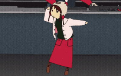 Cartoon Girl In Red Skirt And White Jacket GIF