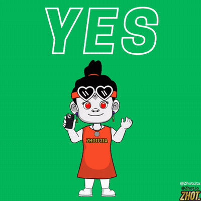Cartoon Girl In Sunglasses And Yes Shirt GIF