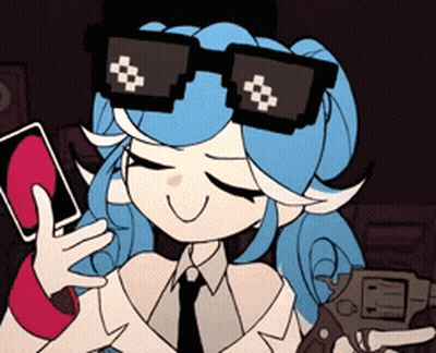 Cartoon Girl In Sunglasses Holding Red Heart GIF