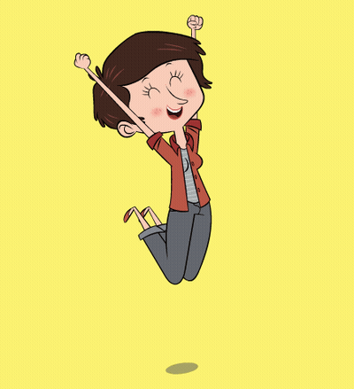 Cartoon Girl Jumping Arms Outstretched GIF