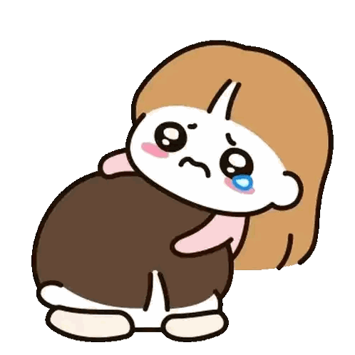 Cartoon Girl Kneeling With Tear Sticker