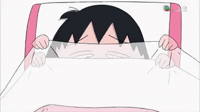 Cartoon Girl Laying In Bed Eyes Closed Pink Pillow GIF