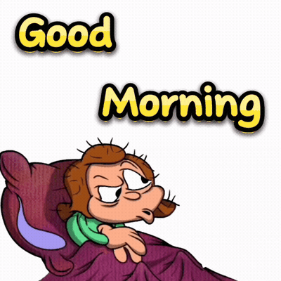 Cartoon Girl Laying in Bed Saying Good Morning