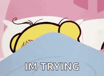 Cartoon Girl Laying In Bed Saying Im Trying GIF