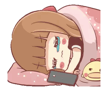 Cartoon Girl Laying In Bed With Cell Phone Sticker