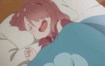 Cartoon Girl Laying In Bed With Mouth Open And Number 19 On Face GIF
