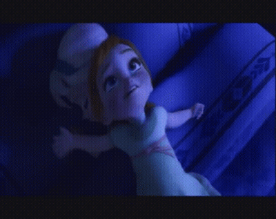 Cartoon Girl Laying On Bed With Blue Blanket GIF