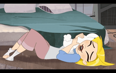 Cartoon Girl Laying On Floor With Pillow GIF