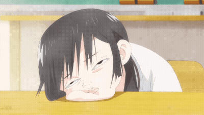 Cartoon Girl Laying On Table Eyes Closed GIF