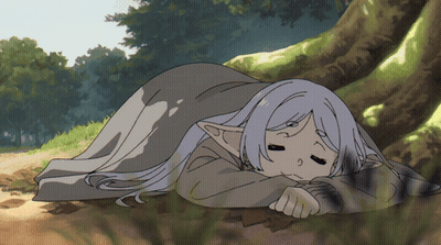 Cartoon Girl Laying Under Tree Eyes Closed GIF