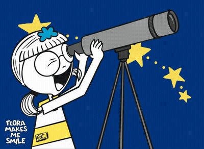 Cartoon Girl Looking Through Telescope Flora Makes Me Smile GIF