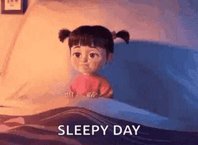 Cartoon Girl Lying In Bed Sleepy Day GIF